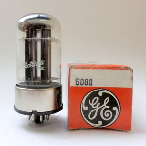 GE 6080 vacuum tube - black plates - new old stock - original box