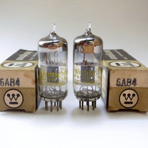 pair: Westinghouse 6AB4 vacuum tubes - new old stock - original box - manufactured by General Electric