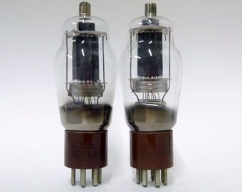 pair: RCA USN 1625 vacuum tubes - large meatball branding - transmitting tube - 807 with 12.6 volt filament - Navy
