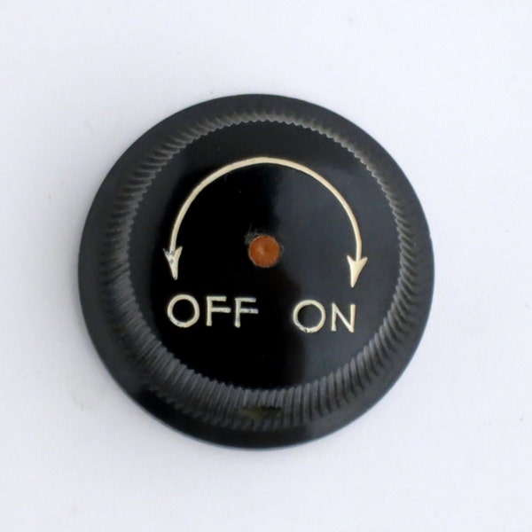 1950's Black Bakelite ON/OFF  rheostat knob with finger grip edge