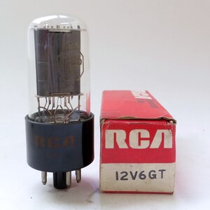 RCA 12V6GT vacuum tube - new old stock - original box - excellent condition - gray oval plate - 12V6