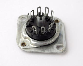 Connector Corp 9 Pin Miniature Tube Socket on Metal Mounting