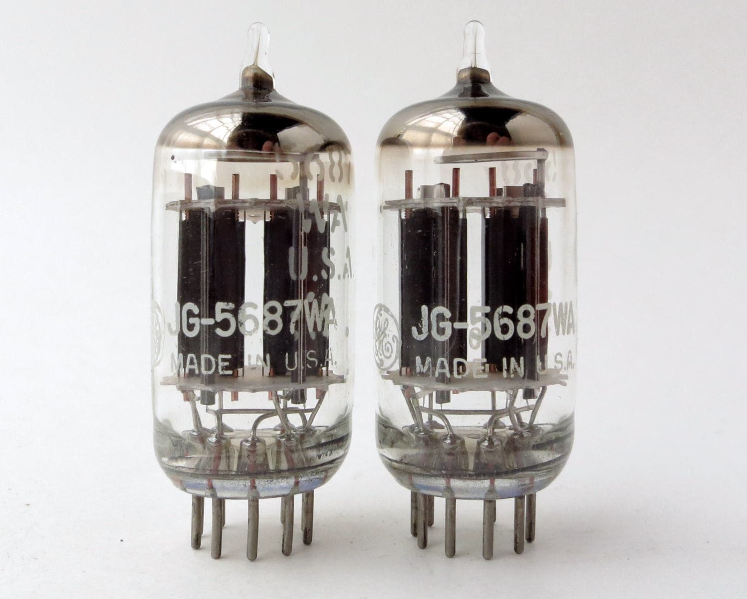 Pair: GE JG 5687WA Vacuum Tubes - Black Plates - New Old Stock