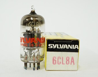 Sylvania 6CL8A vacuum tube - new old stock - original box - 6CL8 - red silk screening