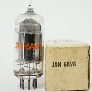 RCA JAN 6AV6 vacuum tube - new old stock - original box - excellent - packed July 1969 - military - joint army navy