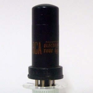 RCA 6V6 vacuum tube - red branding - metal - Radio Corp. of America