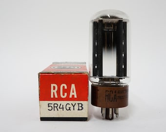 RCA 5R4GYB vacuum tube - new old stock - original box - black plates - brown base - 5R4 rectifier