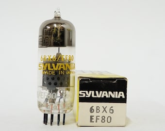 Sylvania 6BX6 vacuum tube - new old stock - original box - excellent condition - EF-80 - EF80 - made in Japan - perforated plate