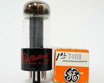 GE 7408 vacuum tube - new old stock - original box - red silk screening - General Electric - 6V6 variant