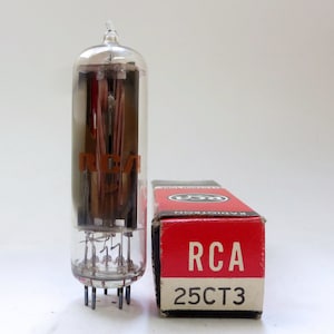 RCA 25CT3 vacuum tube - 7 pin miniature half-wave vacuum rectifier - new old stock - original box - Radio Corporation of America