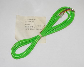 Neon green telephone cord for old fashion dial phones & antique telephones - 10 feet long - 1960s stock