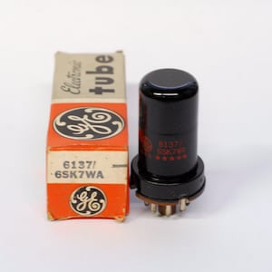 GE 6137 5 Star vacuum tube - new old stock - original box - for Federal AM-864/U limiter - General Electric 6SK7WA - 6SK7 - red silk screen.