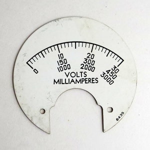 set of 4 analog meter faces - new old stock - made of brass - with old timey typography - for crafts - steampunk supply