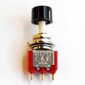 C&K 8125 miniature momentary push-button switch - for low level signals SPDT - single pole, double throw