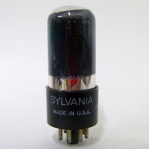 Sylvania 6V6GT vacuum tube - S within triangle branding - glass 6V6