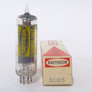 Raytheon 50B5 vacuum tube - Uniline - for tube table radios - new old stock - original box
