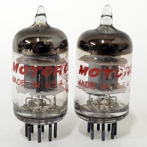 pair: Motorola 6AK5 vacuum tubes - new old stock - original boxes - red branding - matching date codes