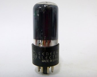 GE 6V6GT vacuum tubes - black glass - early General Electric logo - glass 6V6