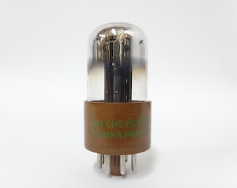 Sylvania JAN 6SN7WGT vacuum tube - new old stock - original box - chrome dome - brown base - 6SN7 - 6SN7GT - packed July 1955