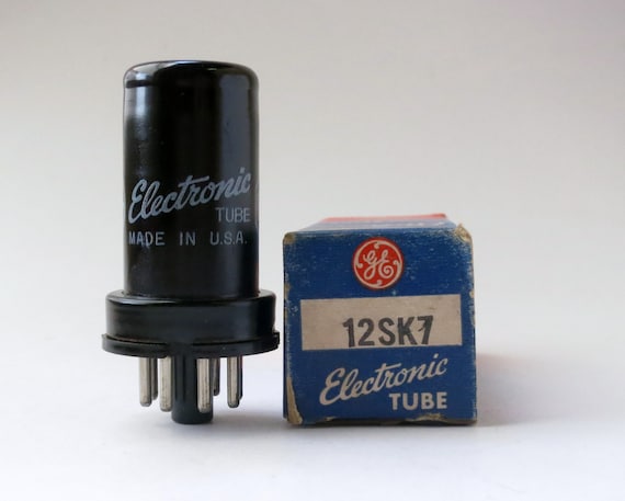 General Electric metal 12SK7 tube GE 12SK7 vacuum tube for All American 5 tube table radios original box new old stock