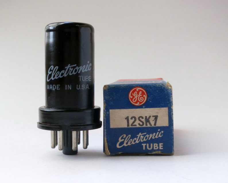 General Electric metal 12SK7 tube GE 12SK7 vacuum tube for All American 5 tube table radios original box new old stock