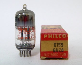 Philco 6BZ8 / X155 vacuum tube - 6BC8 - 9 pin miniature medium-mu, semi-remote cutoff twin triode - new old stock - excellent condition