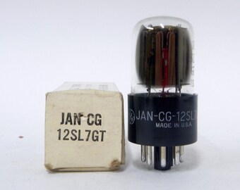 GE JAN 12SL7GT vacuum tube - new old stock - original box - side getter - General Electric - military 12SL7 - packed December 1961