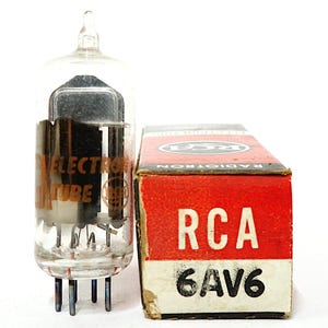 RCA 6AV6 vacuum tube - new old stock - original box - excellent condition - side getter