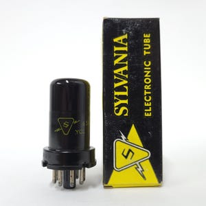 Sylvania 6SG7 vacuum tube - new old stock - original box - wonderful condition - superhero branding - Hallicrafters SX43 general
