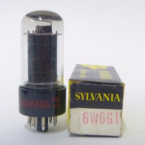 Sylvania 6W6GT vacuum tube - new old stock - original box - excellent condition - black plate