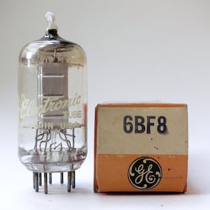 GE 6BF8 vacuum tube - 9 pin miniature sextuple diode - new old stock - excellent condition