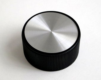 Rogan 1.75" radio knob with brushed aluminum insert