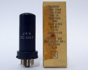 RCA JAN 6V6Y vacuum tube - new old stock - original box - excellent  condition - military 6V6 with low loss "yellow" base wafer