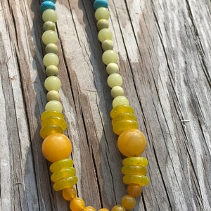 Trade Bead Funky Necklace African Bead Lanyard African Tribal Trade Bead Pressed Glass Disk Recycled Mix Sea Glass Venetian Millefiori Bead image 8