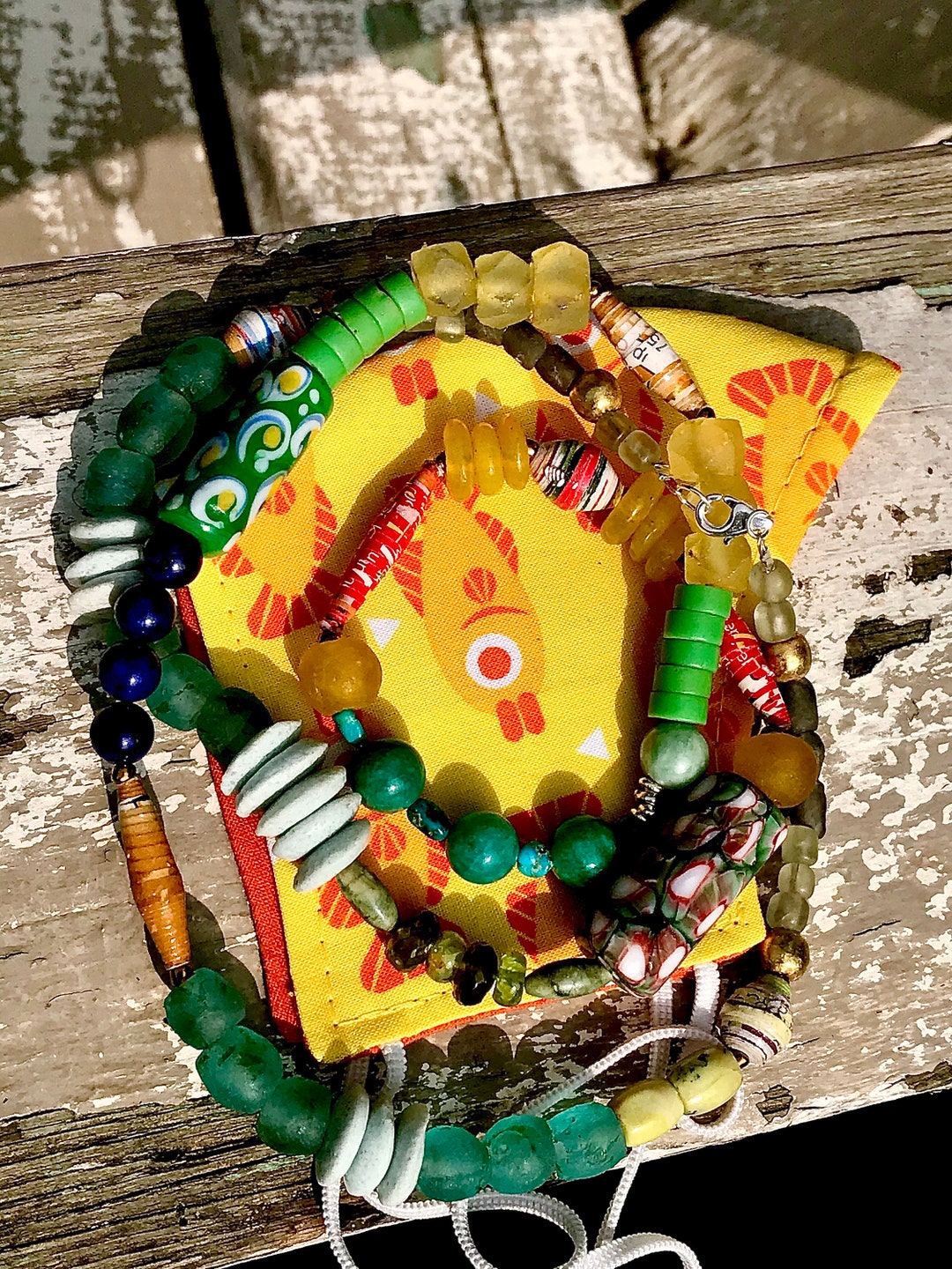 Trade Bead Funky Necklace African Tribal Trade Bead Necklace Etsy