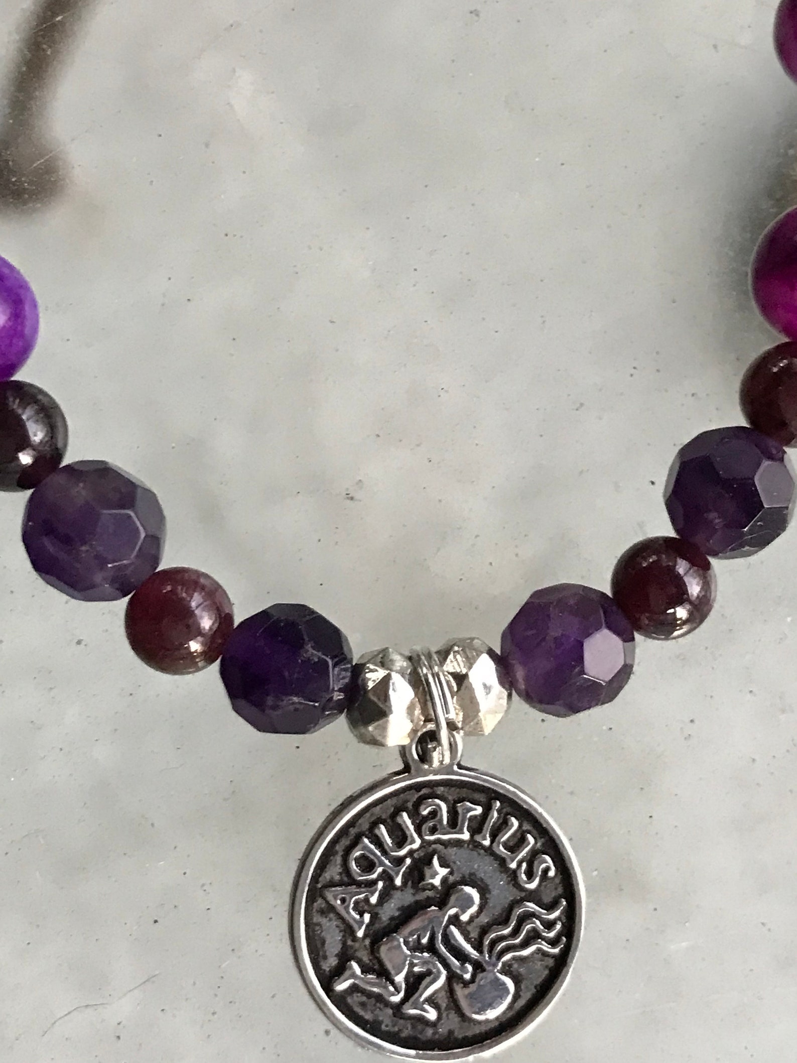 Aquarius Zodiac Charm Birthstone Charm Bracelet Multi Etsy
