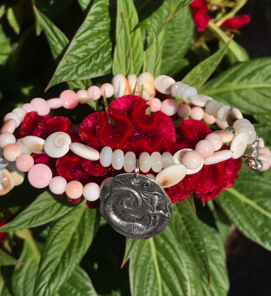 Funky Necklace Sterling Silver Mermaid Charm Hand Strung Cream Etsy