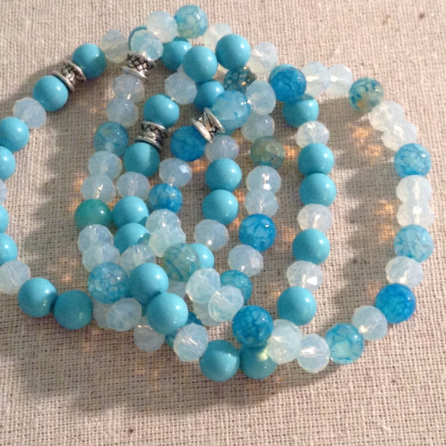 Jewelry Bracelet Bead Bracelet Ocean Blue Agate Sea Opalite - Etsy