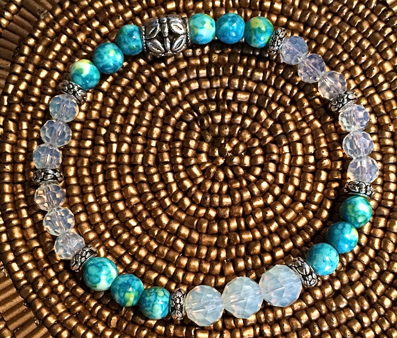 Jewelry Bracelet Bead Bracelet Aqua Ocean Breeze Blue Beaded - Etsy