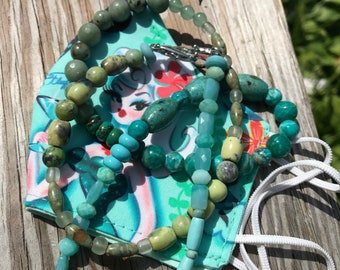 Trade Bead Funky Necklace Jade Bead Necklace African Trade Tribal Bead Recycled Ghana Glass Disk Colorful Sea Glass Venetian Millefiori Bead