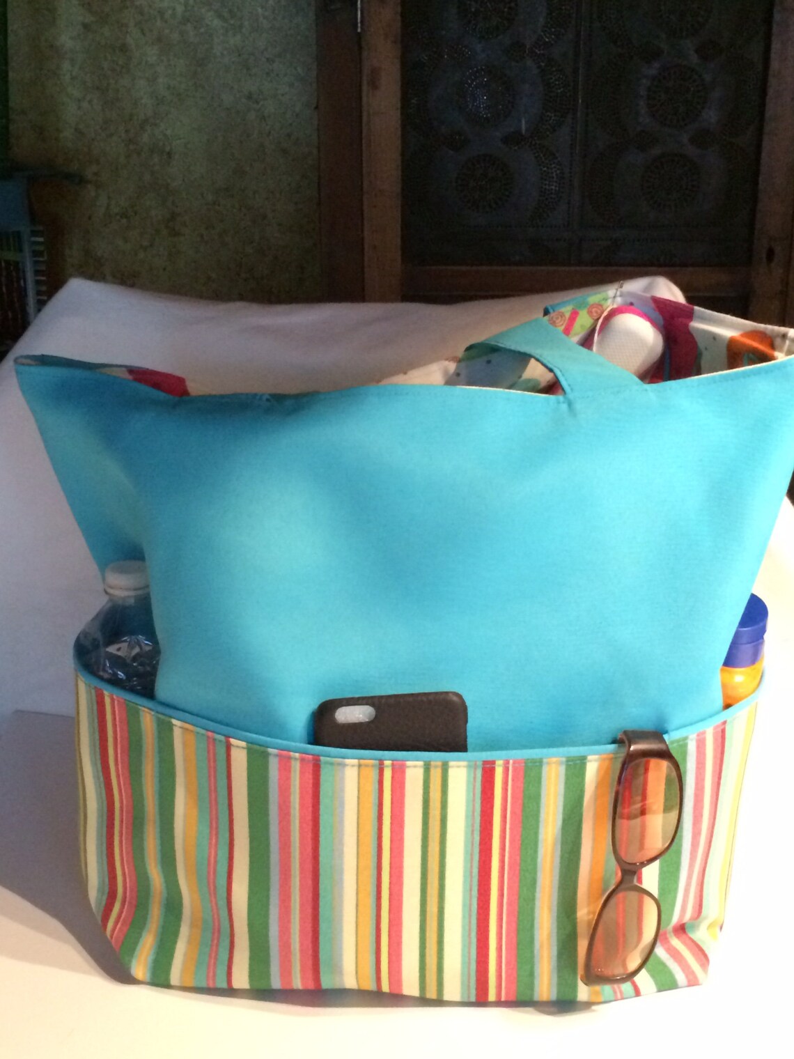 Tote Bag Travel Tote Travel Patio Stripe Tote Extra Large Etsy