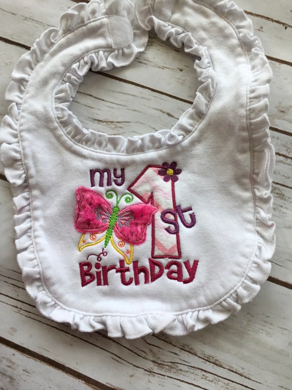 Items similar to Girl first birthday bib, 1st birthday bib, first