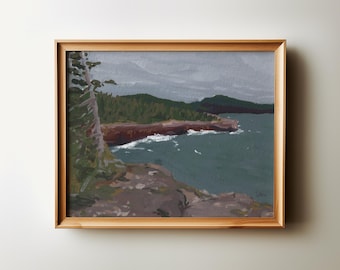 Lake Superior Gouache Painting, Tettegouche State Park Art Print