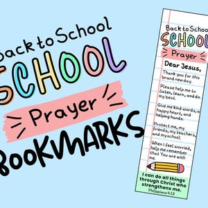 Back to School Prayer Bookmark Printable