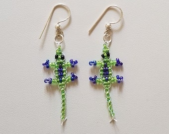 Handmade Tiny Bead Lizard Earrings - Multiple Colors!