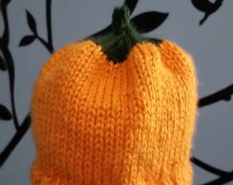 Hand-Knit Pumpkin Baby Beanie
