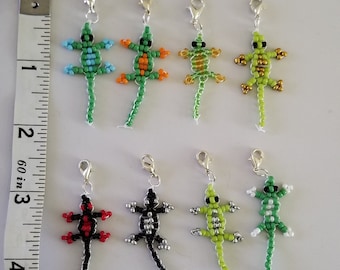 Handmade Tiny Bead Lizard Charm Clip