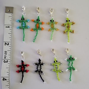 Handmade Tiny Bead Lizard Charm Clip