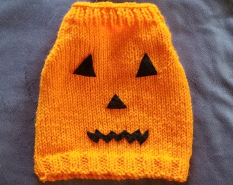 Hand Knit Jack O'Lantern Costume for Cats or Small Dogs