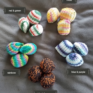 Set of Three Hand-Knit Stuffed Catnip Cat Toys- Multiple Colors Available